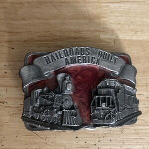 Vintage Railroads built America belt buckle.1984 Siskiyou buckle co inc